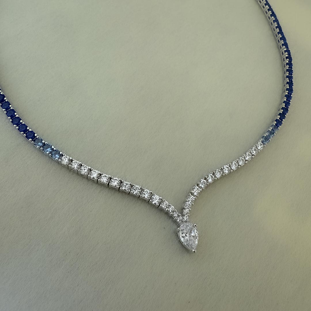 Blue Ombre Necklace Pure 925 Silver