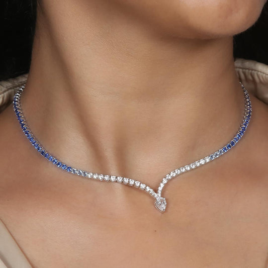 Blue Ombre Necklace Pure 925 Silver
