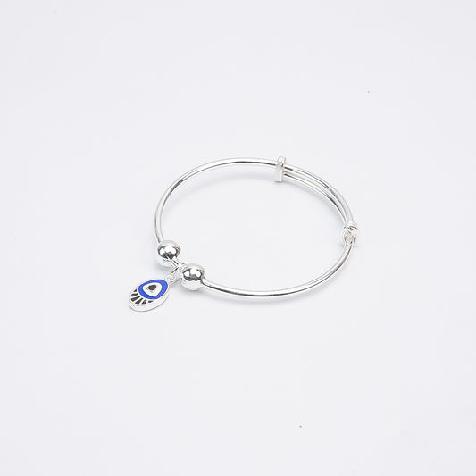 Silver Blue Nazar Kids Bangle Bracelet