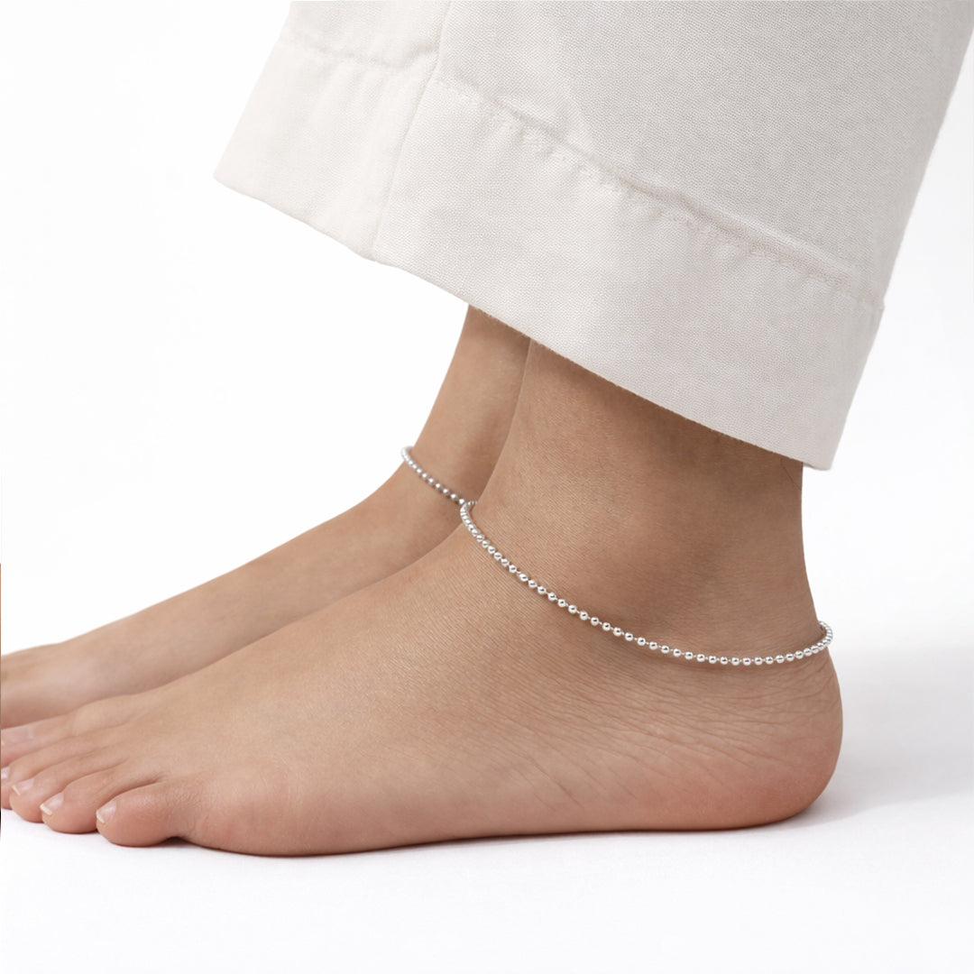 Silver Beadline Anklet
