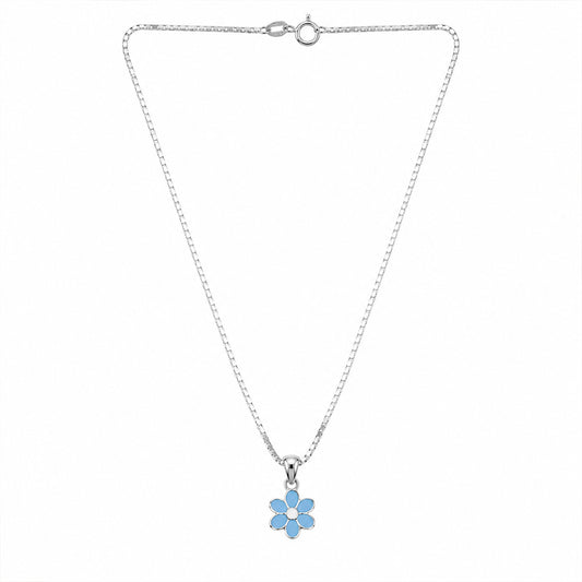 Blue Daisy Silver Necklace