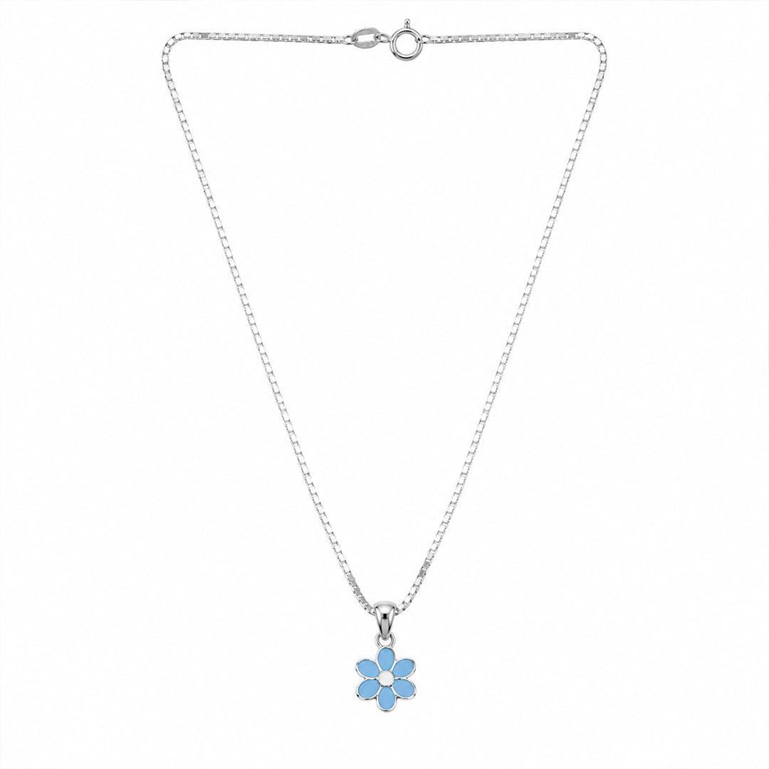 Blue Daisy Silver Necklace