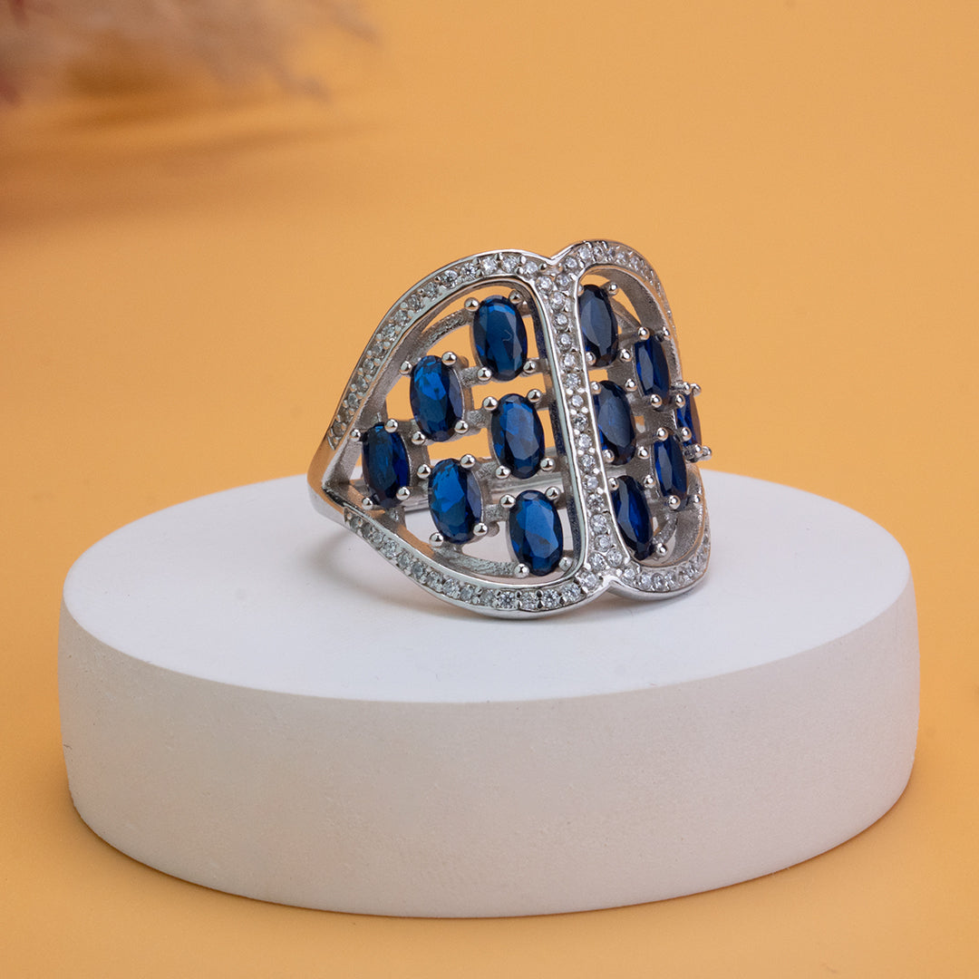 Sapphire Dream Adjustable Cocktail 925 Silver Ring