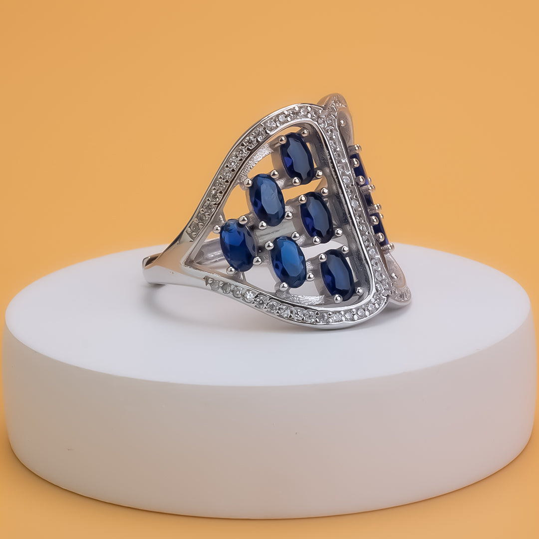 Sapphire Dream Adjustable Cocktail 925 Silver Ring