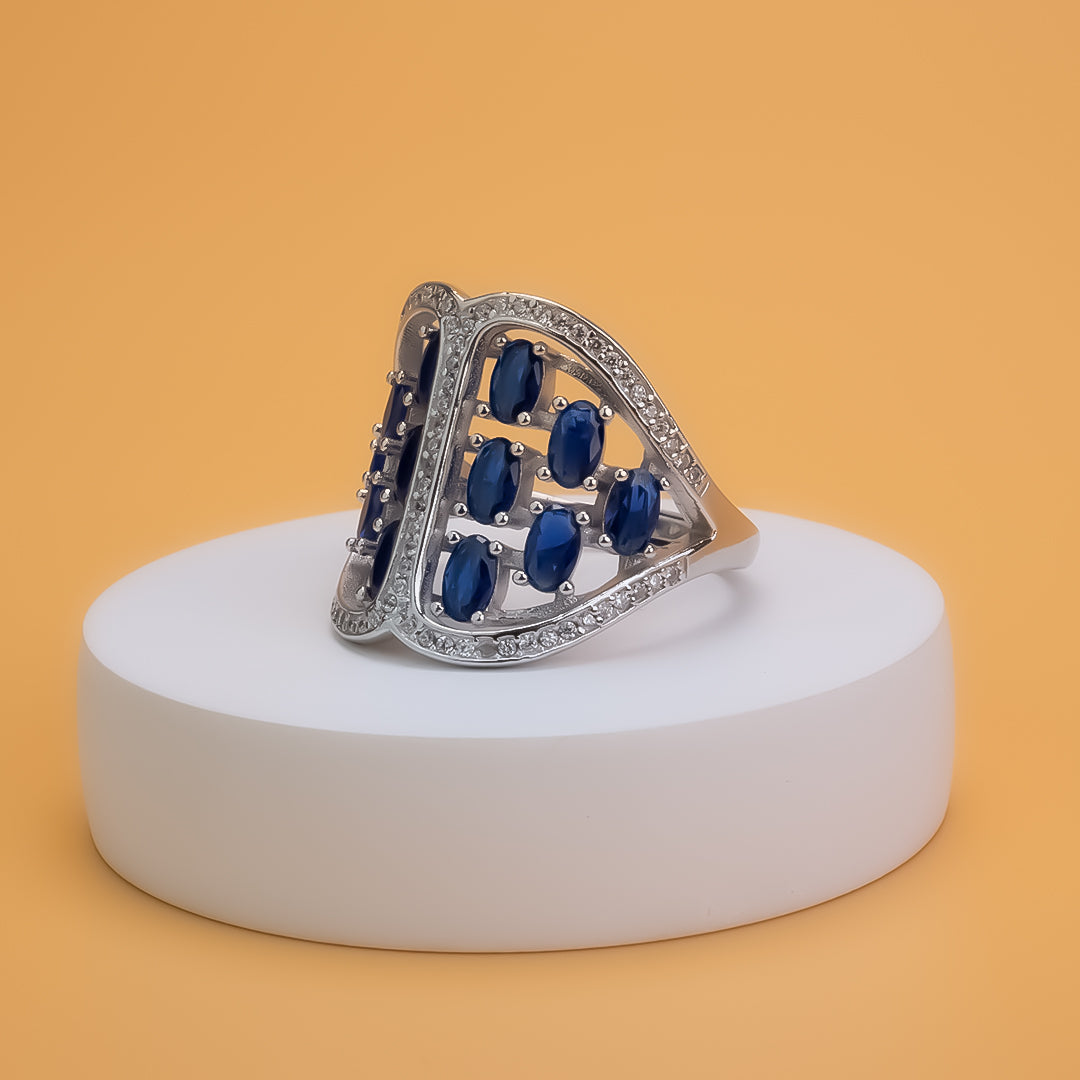 Sapphire Dream Adjustable Cocktail 925 Silver Ring