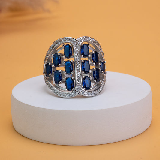 Sapphire Dream Adjustable Cocktail 925 Silver Ring