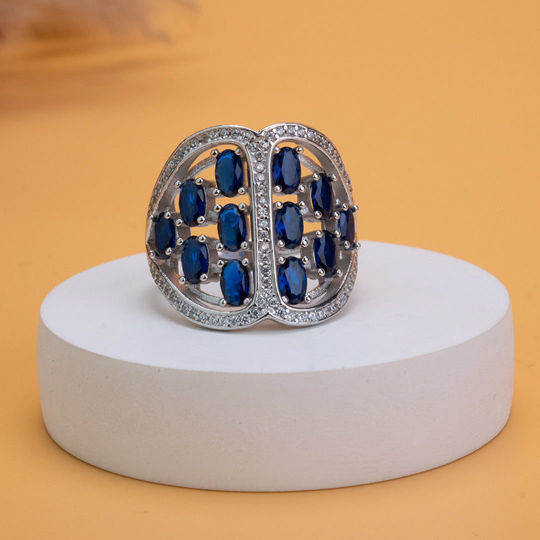 Sapphire Dream Adjustable Cocktail 925 Silver Ring