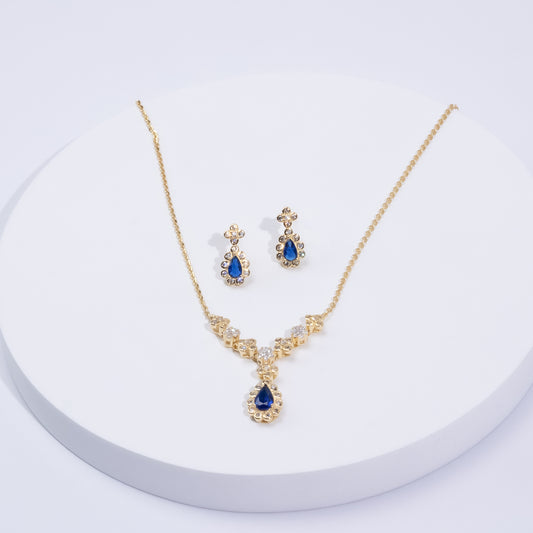Blue Drop Royale Silver Necklace Set