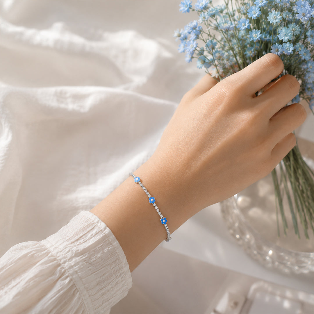 Blue Blossom Silver Bracelet