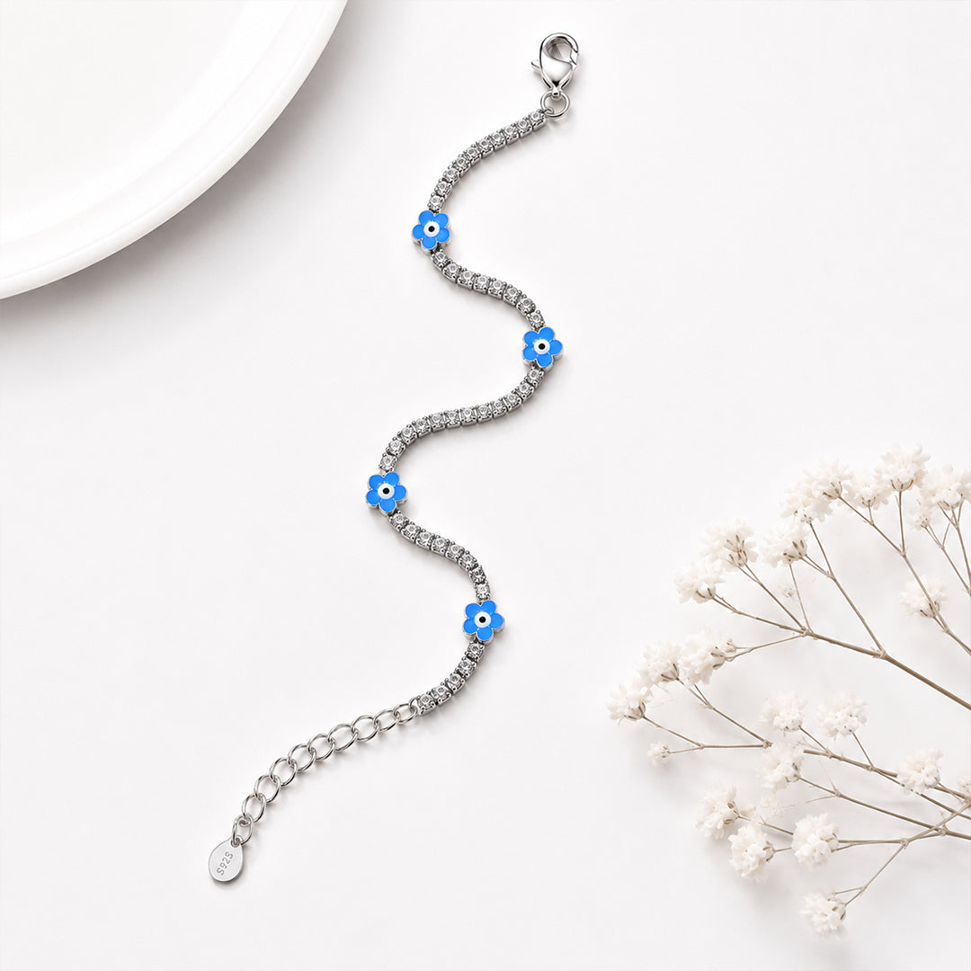 Blue Blossom Silver Bracelet
