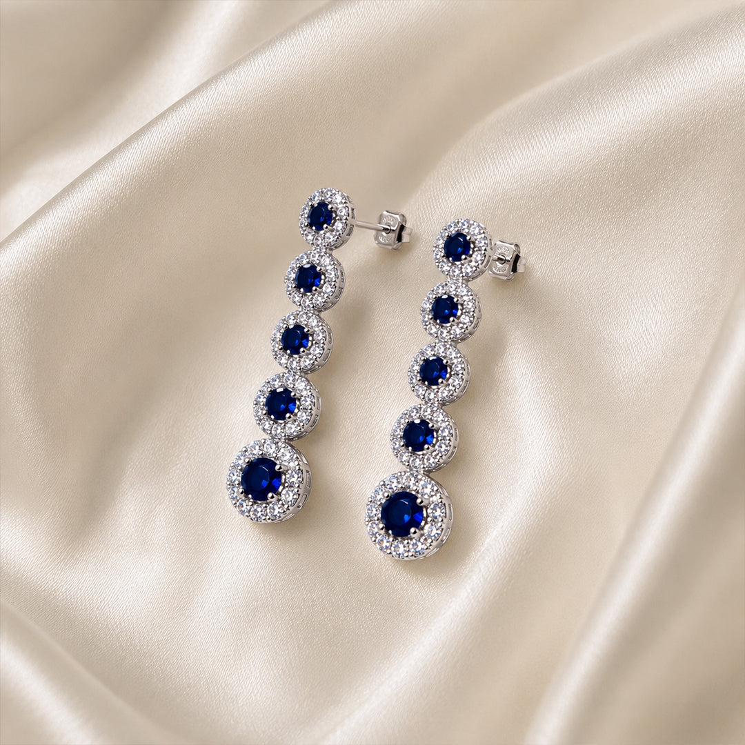 Blue Halo Drop Earrings