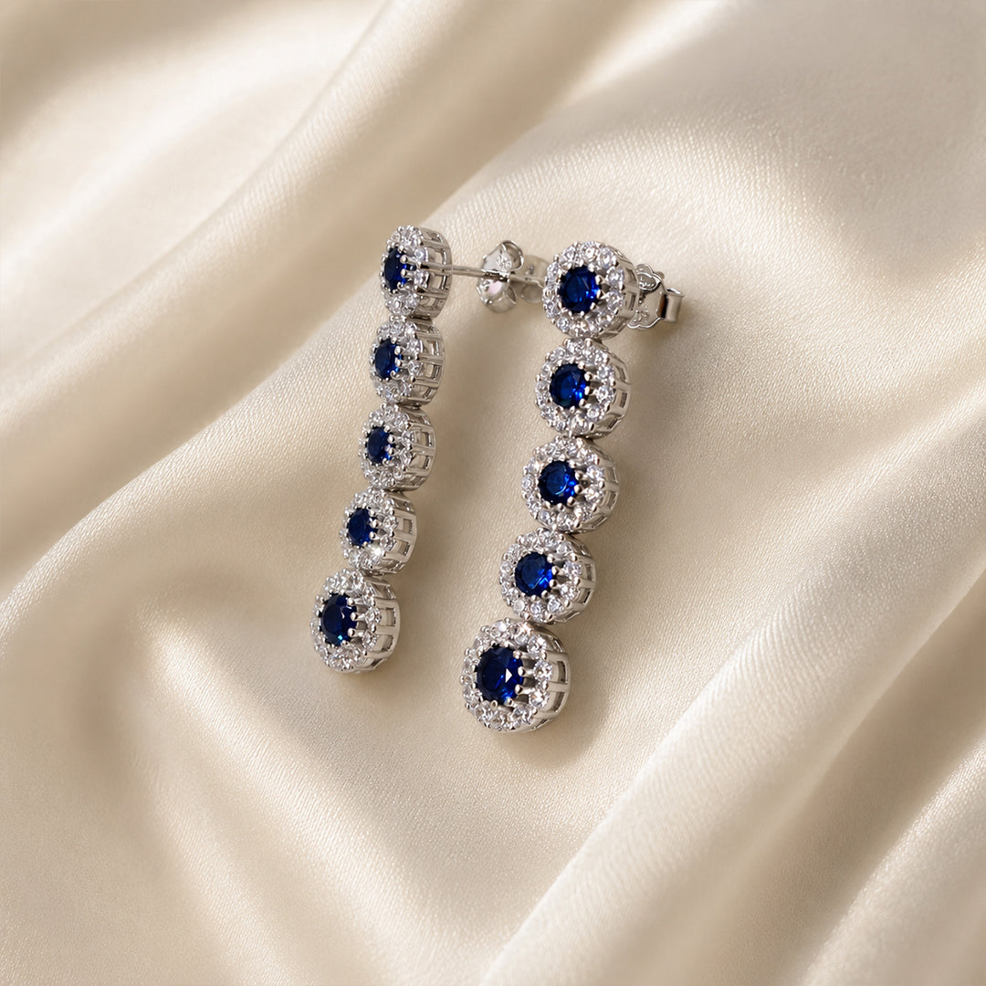 Blue Halo Drop Earrings