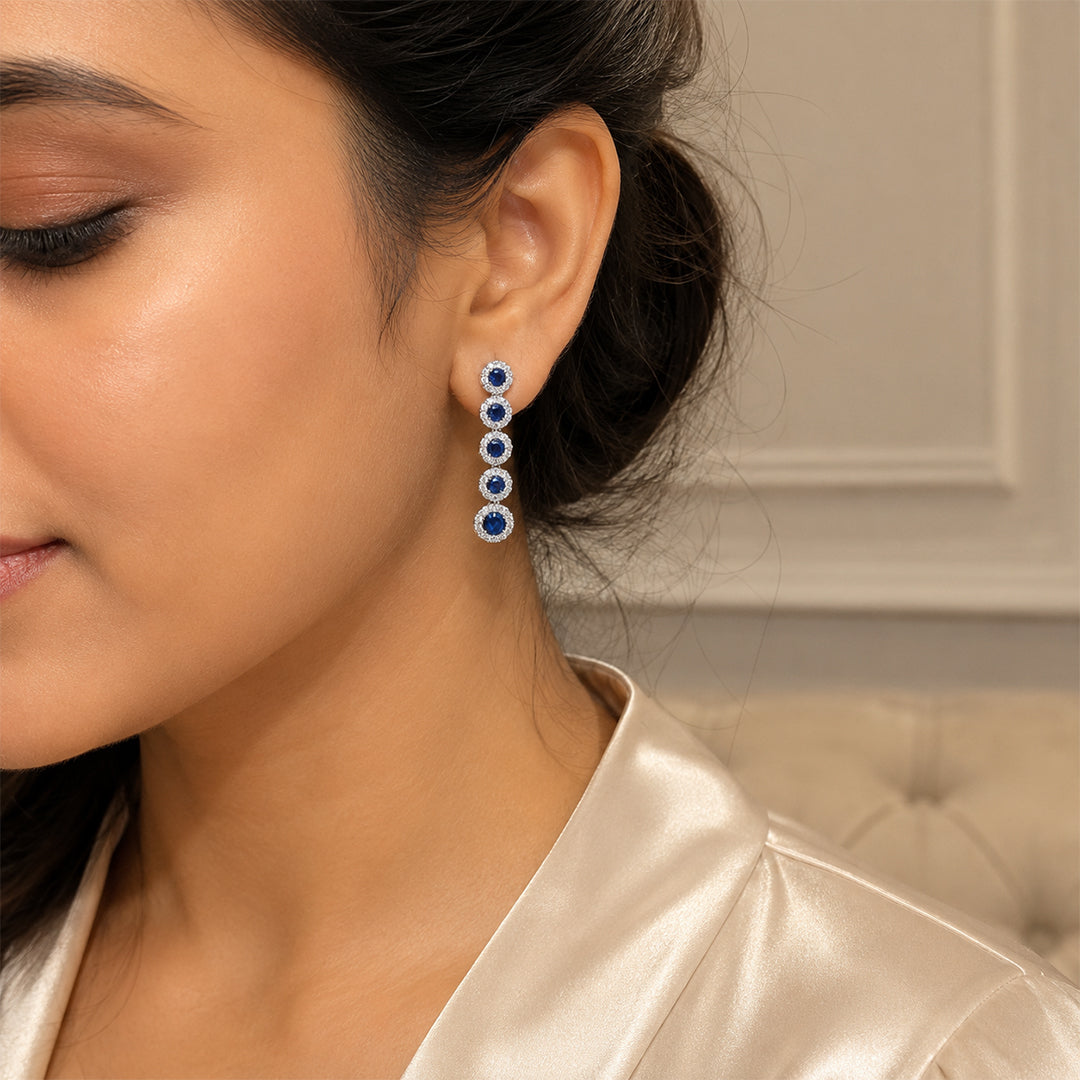 Blue Halo Drop Earrings