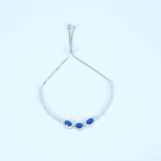 Silver Blue Oval Stone Bracelet Pure 925 Silver