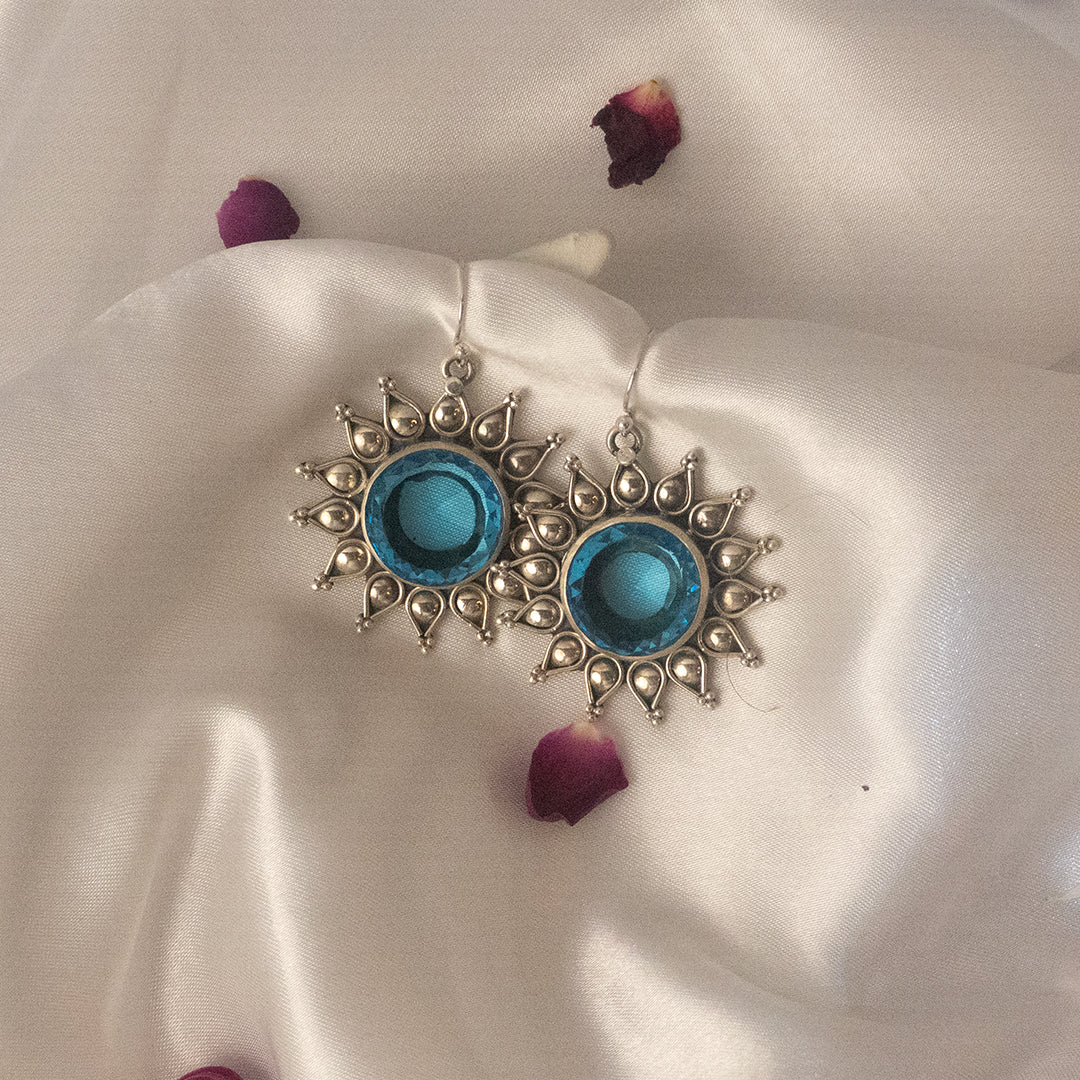 Blue Saphire Pure 925 Silver Earrings