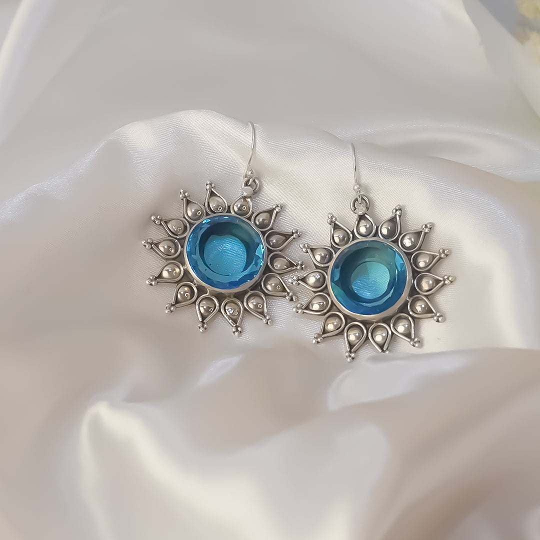 Blue Saphire Pure 925 Silver Earrings
