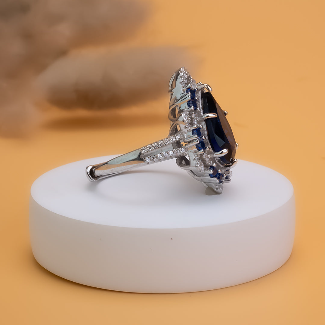 Sapphire Gleam Adjustable 925 Silver Ring
