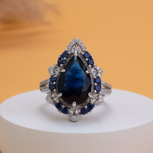 Sapphire Gleam Adjustable 925 Silver Ring