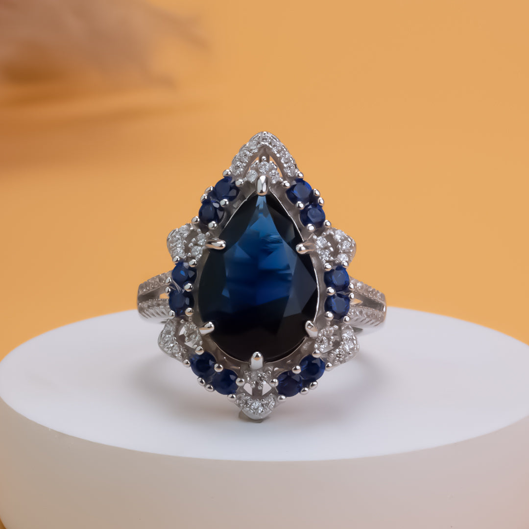 Sapphire Gleam Adjustable 925 Silver Ring