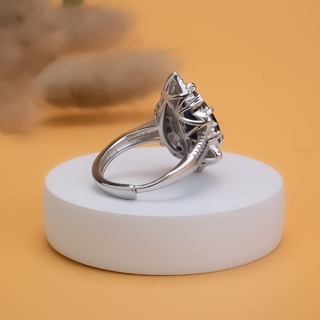 Sapphire Gleam Adjustable 925 Silver Ring