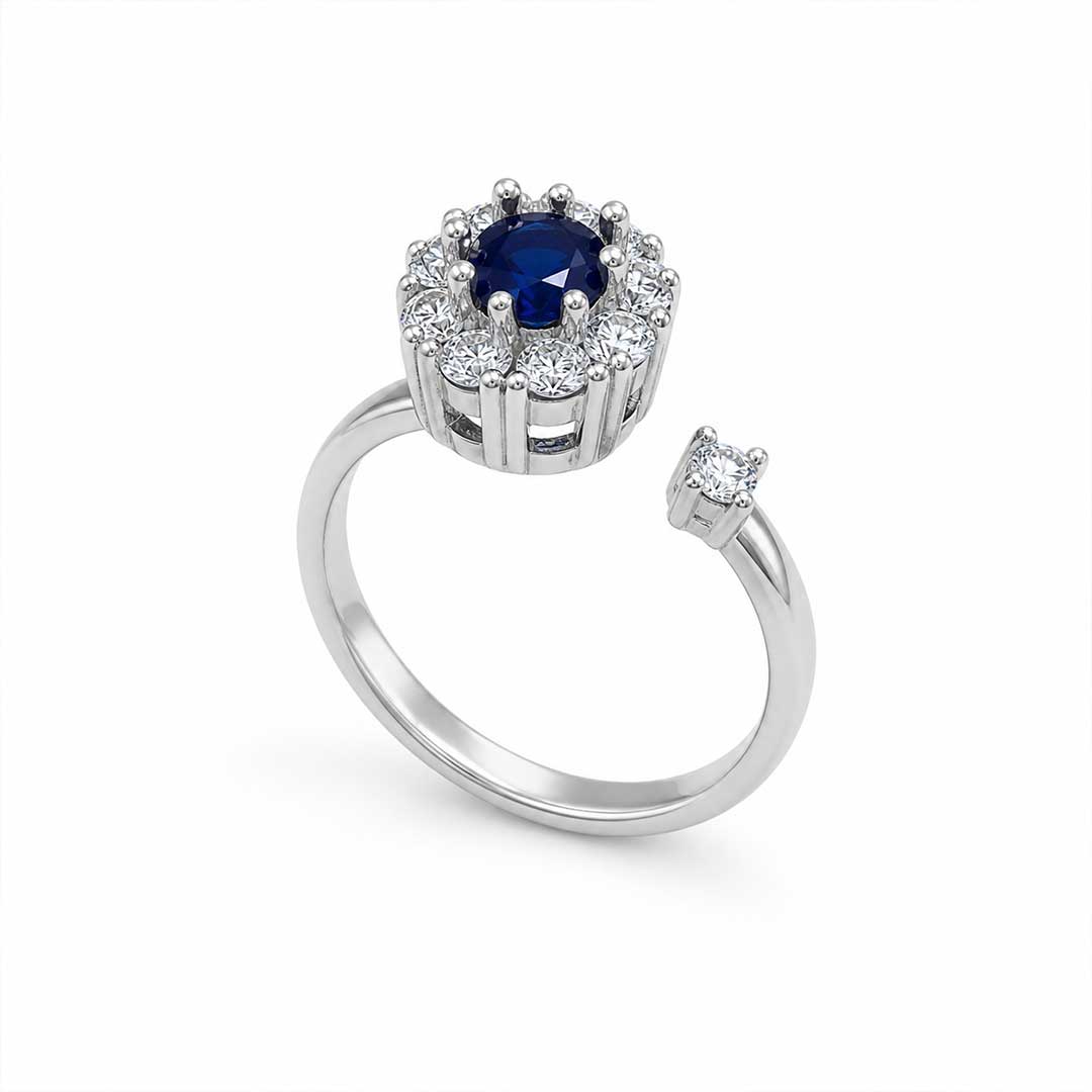 Sapphire Crown Rotating Adjustable Ring