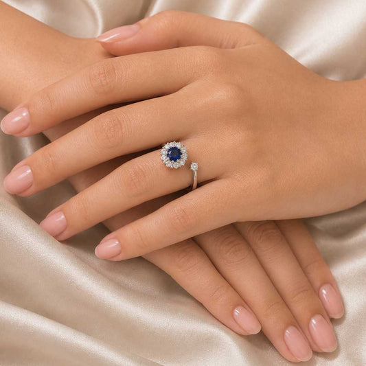 Sapphire Crown Rotating Adjustable Ring