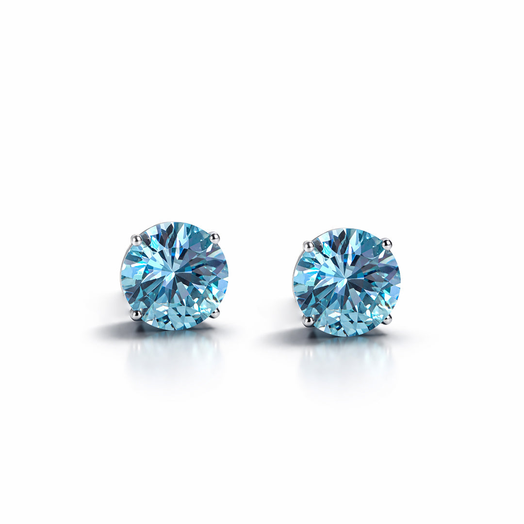Aqua Spark Silver Studs