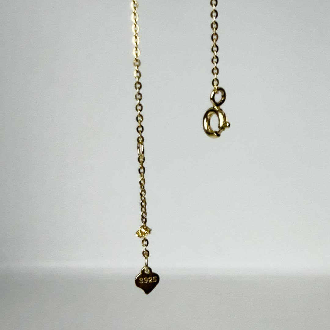 Bow Gold Necklace Pure 925 Silver