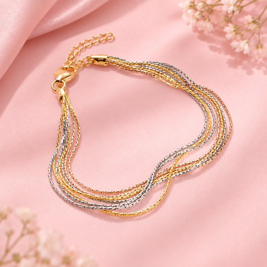 Tricolor Layered Weave Bracelet Taravya
