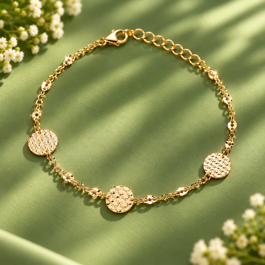 ✨ Taravya Golden Lattice Disc Bracelet Taravya