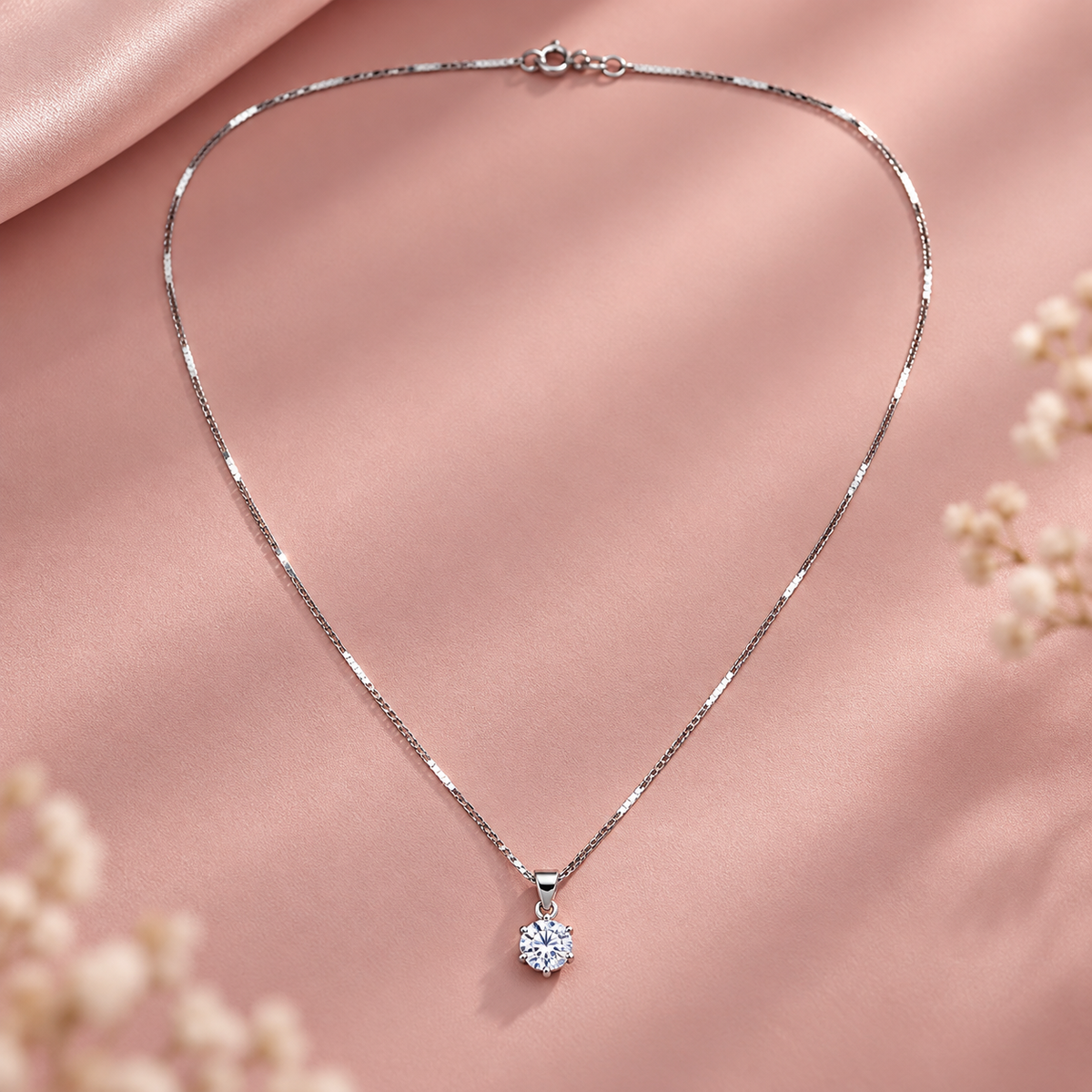 Taravya Solitaire Sparkle Pendant Necklace