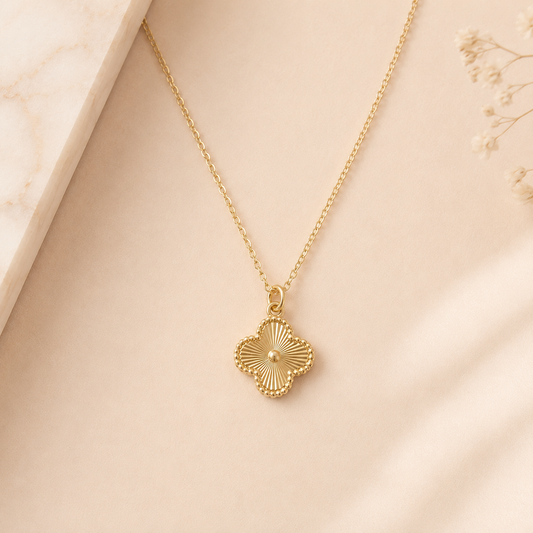 Clover Gold Necklace Pure 925 Silver