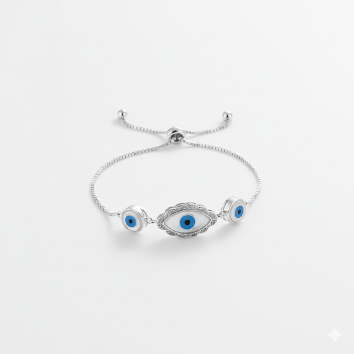 Mystic Eye – Adjustable Evil Eye Bracelet Pure 925 Silver