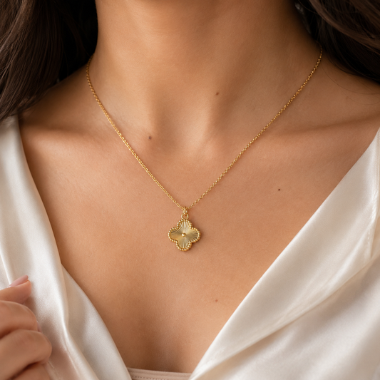 Clover Gold Necklace Pure 925 Silver
