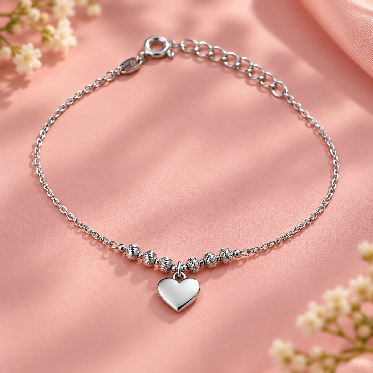✨ Taravya Heartbeat Charm 925 Silver Bracelet