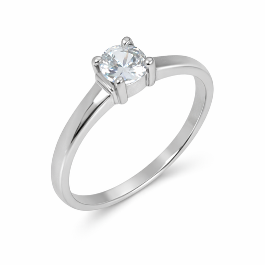 Dainty Silver Solitaire Ring Pure 925 Silver
