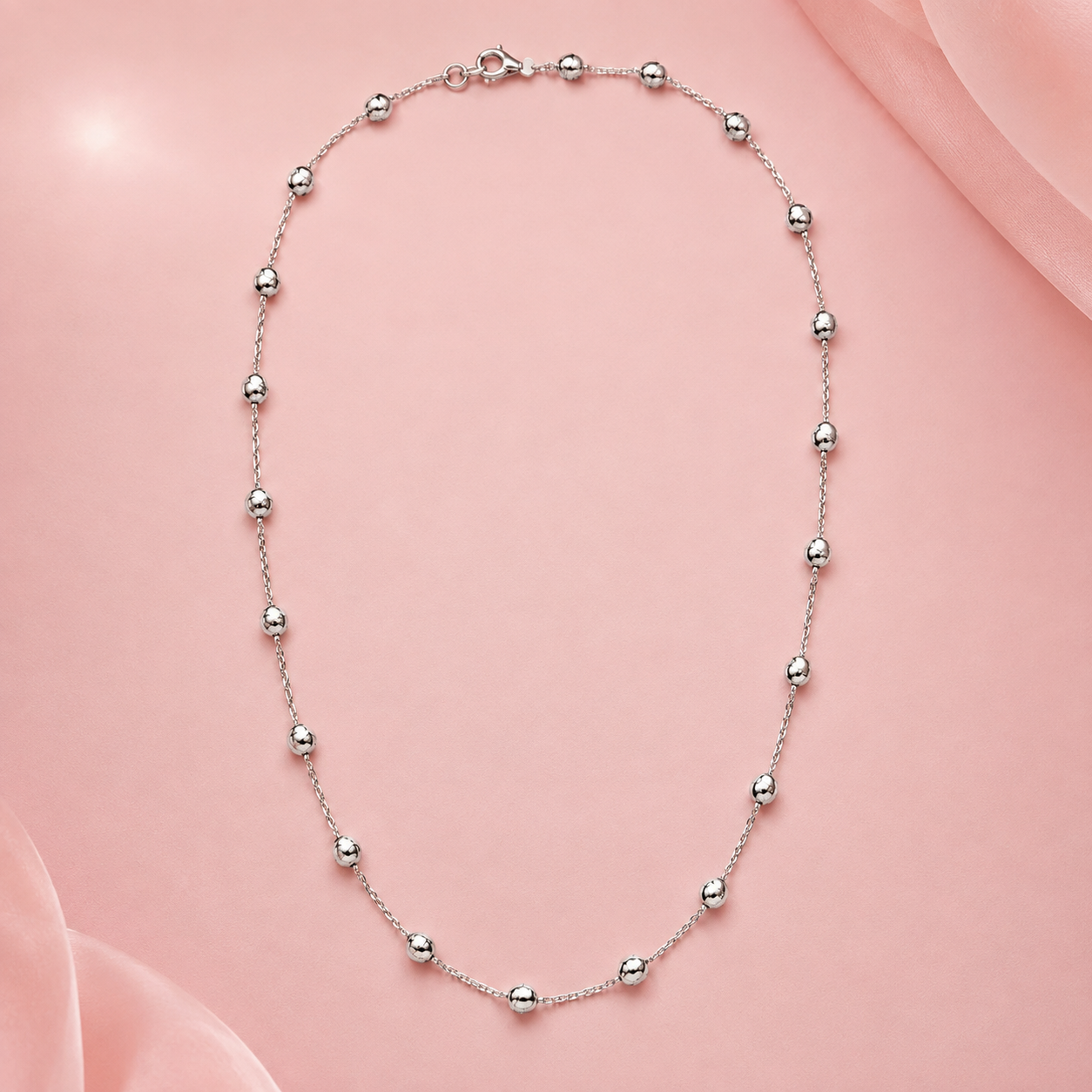 Silver Ball Bead Chain Necklace