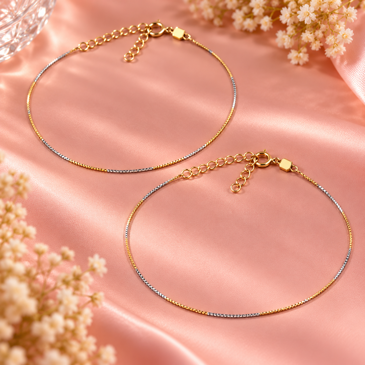 ✨ Taravya Duo-Tone Elegance 925 Silver Anklet