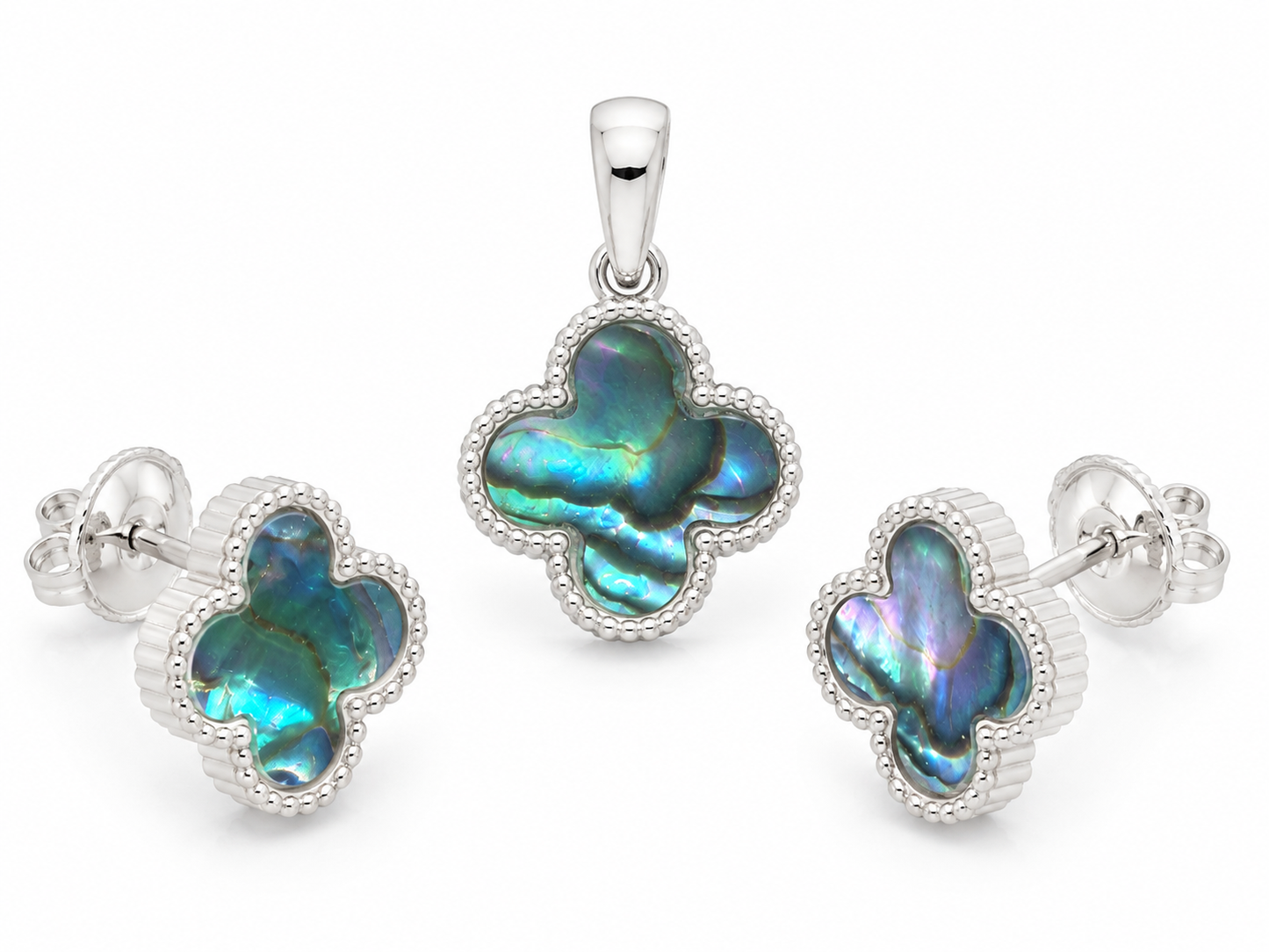 Mystic Clover Pendant & Earrings Set