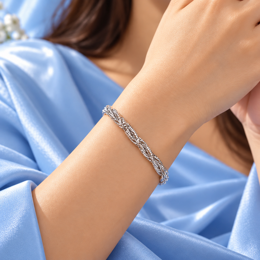 Taravya Sterling Silver Textured Rope Bracelet Taravya