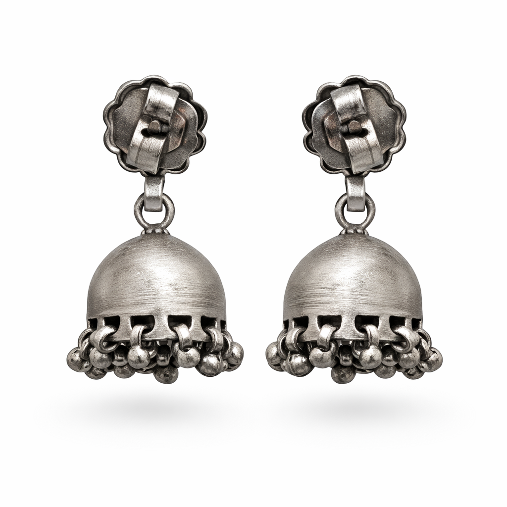 Classic Oxidised Jhumki Earrings
