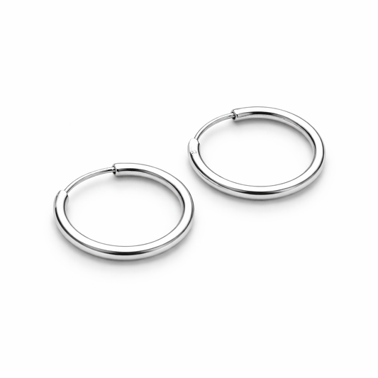 Tube Huggie Silver Hoops