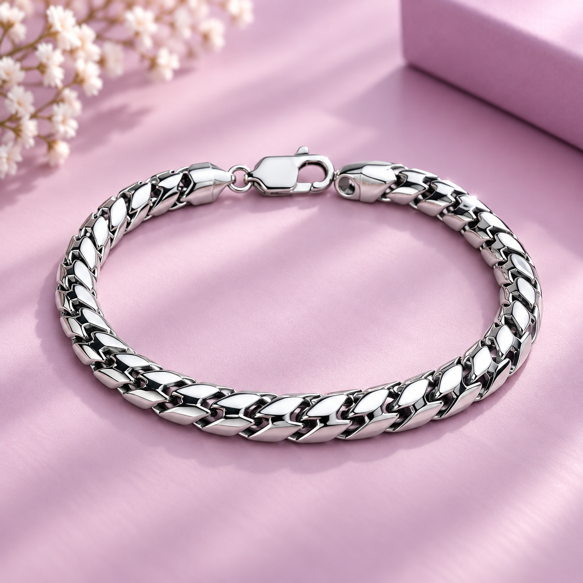 Taravya Men’s Premium Silver Byzantine Chain Bracelet