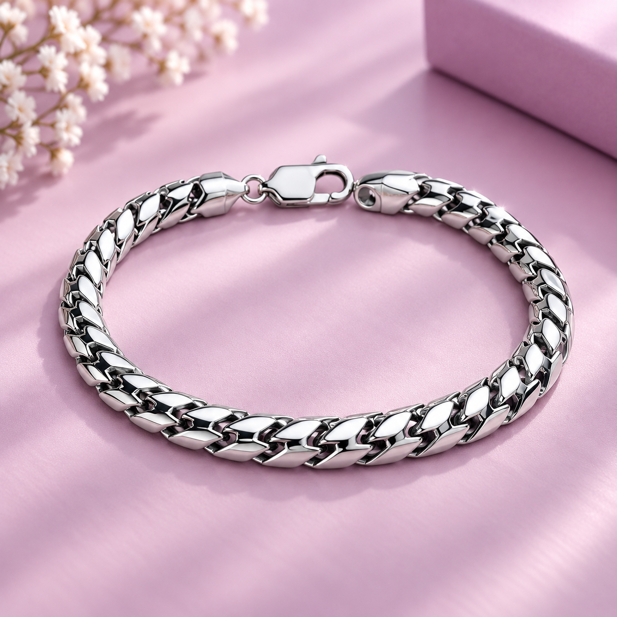 Taravya Men’s Premium Silver Byzantine Chain Bracelet