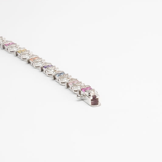 Silver Multicolour Tennis Bracelet