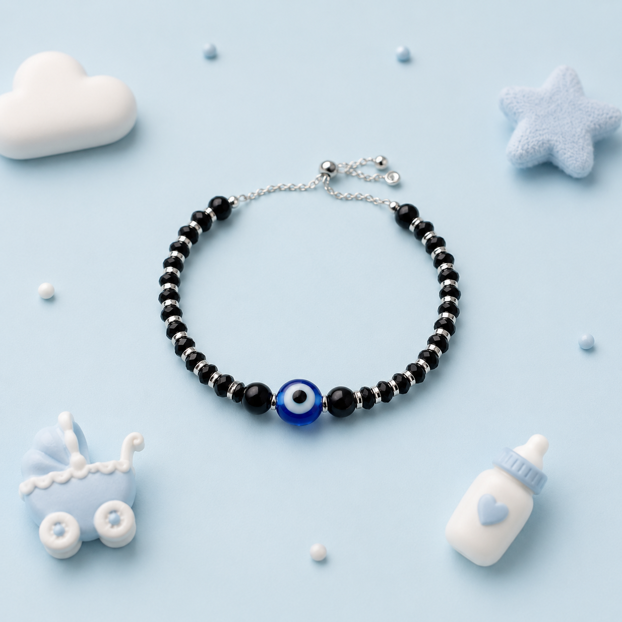 Kids Adjustable Nazar Bracelet Pure 925 Silver Single