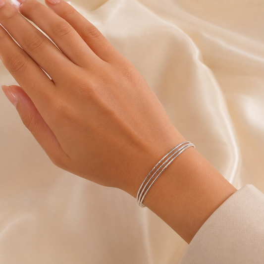 Triple Strand Snake Chain Silver Bracelet