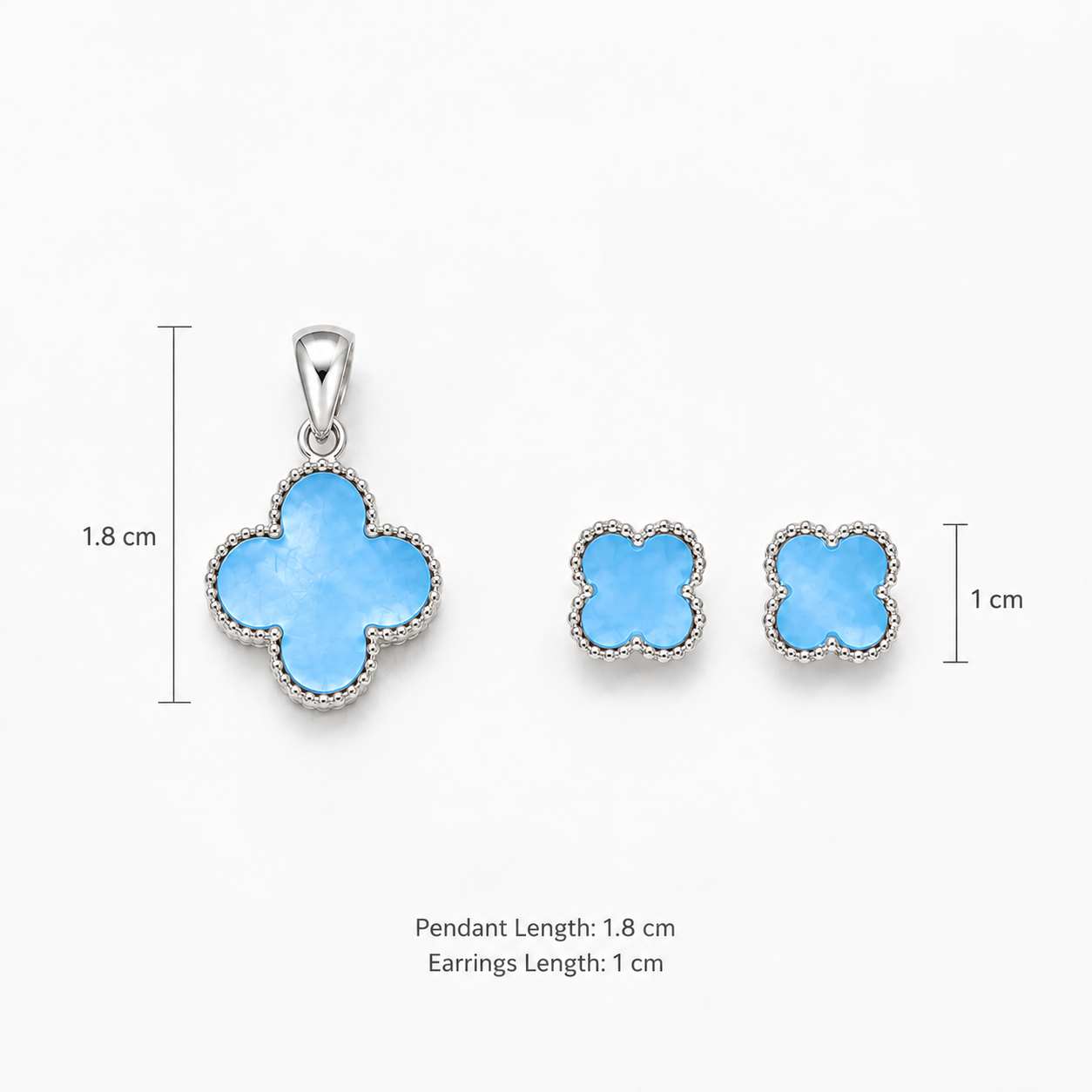 Taravya Sky Blue Clover Mother-of-Pearl Jewelry Set