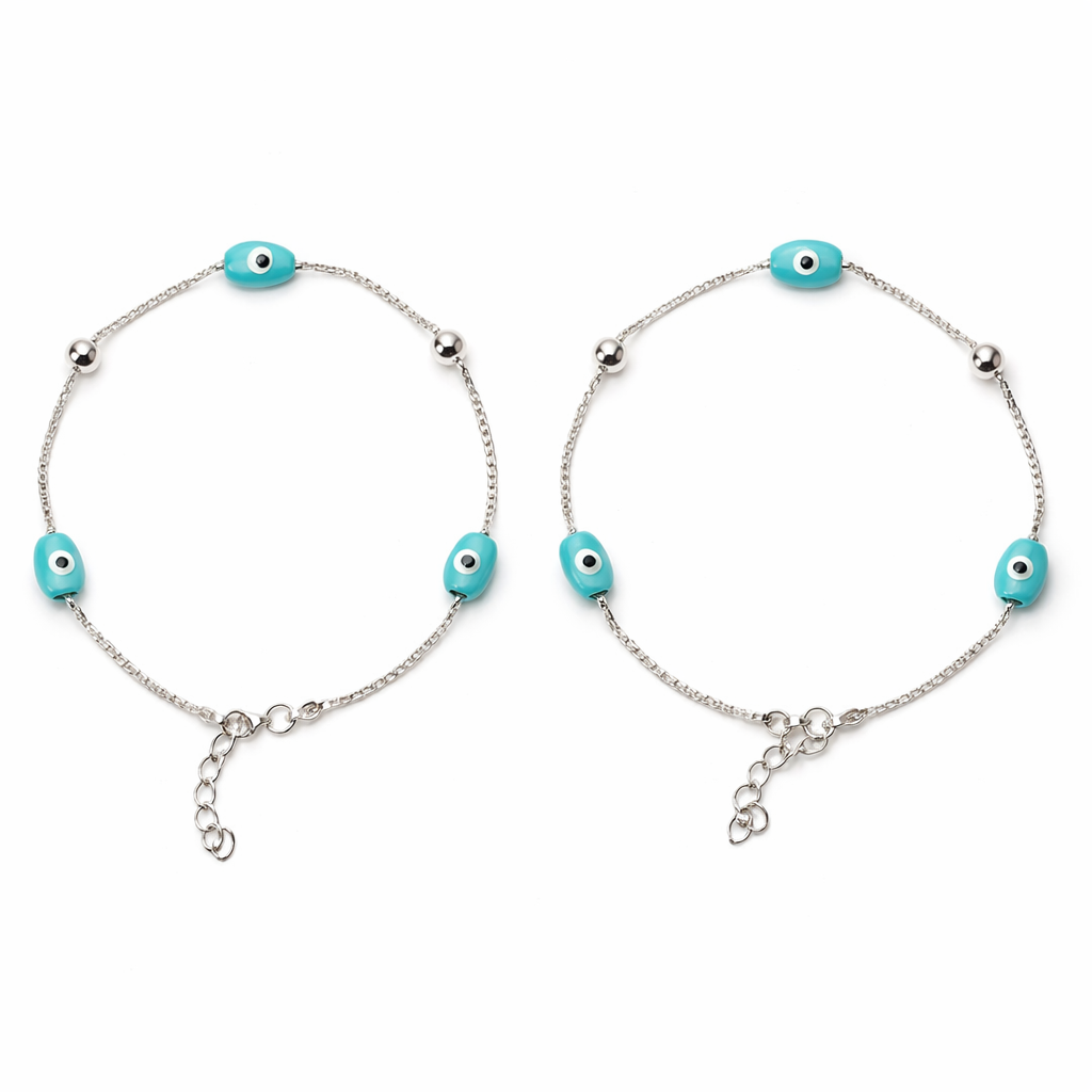 Serene Evil Eye Pure 925 Silver Anklet