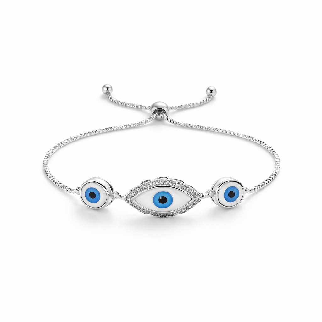 Mystic Eye – Adjustable Evil Eye Bracelet Pure 925 Silver